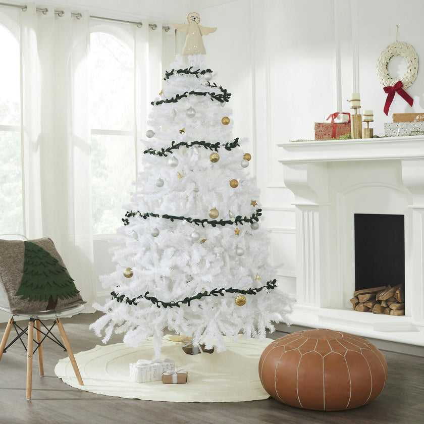 Handmade Christmas Garland and Bunting - Cream Velvet Balls and Felt Mistletoe - 6' Arcadia Home