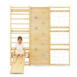 Walnut Modular 95" | Swedish Ladder Wall Gym in 3 Rearrangeable Panels