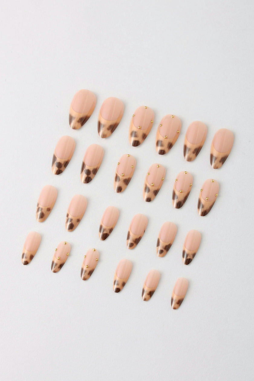 FRENCH LEOPARD  - French Tip Press On Nails
