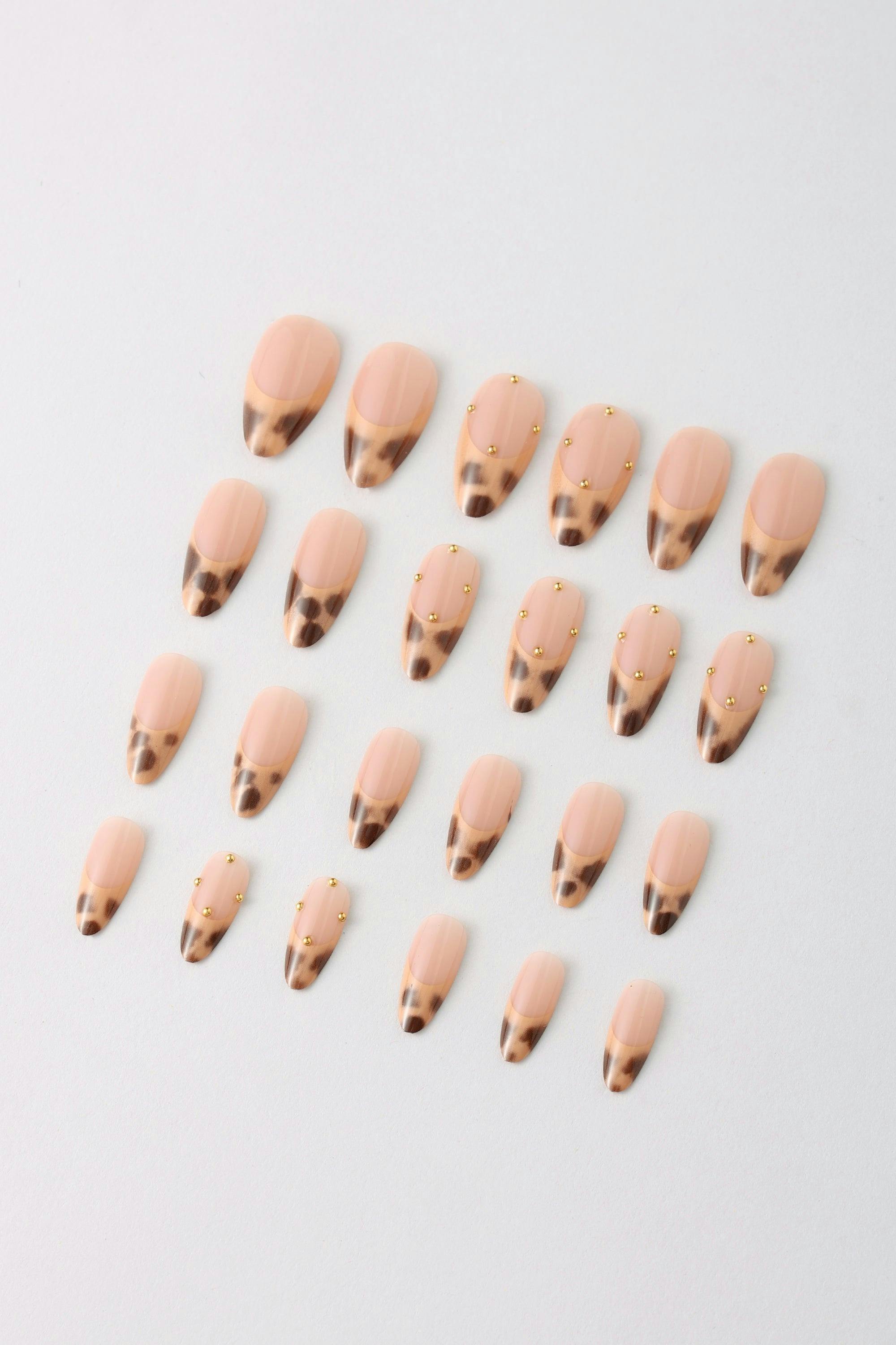 FRENCH LEOPARD  - French Tip Press On Nails