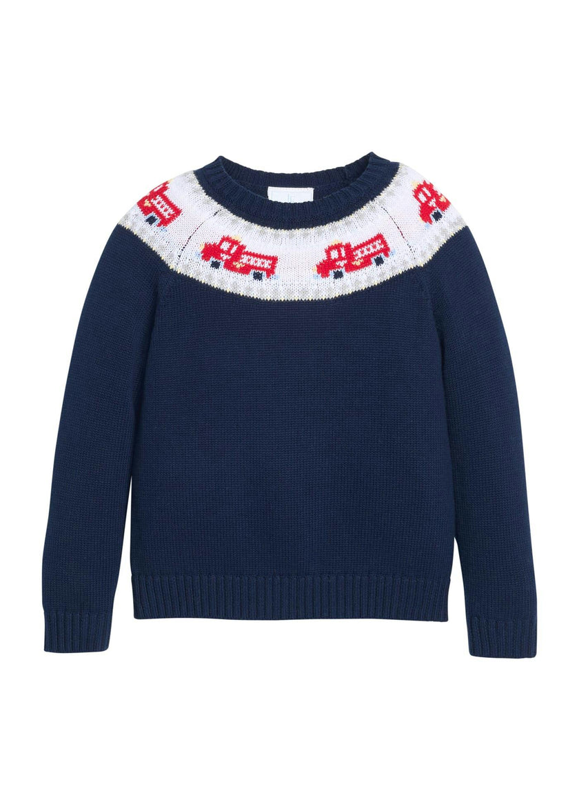 Fire Truck Fair Isle Sweater