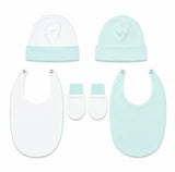 Newborn Deluxe Essentials Gift Set – Mint (2 Bibs, 2 Hats & Mittens)