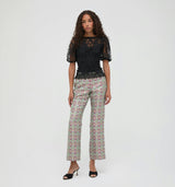 The Annina Pant - Brocade Diamond Block Berry/Green
