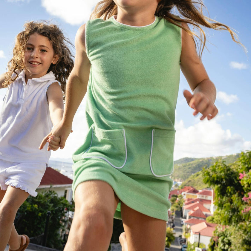 girls gustavia green french terry simple dress