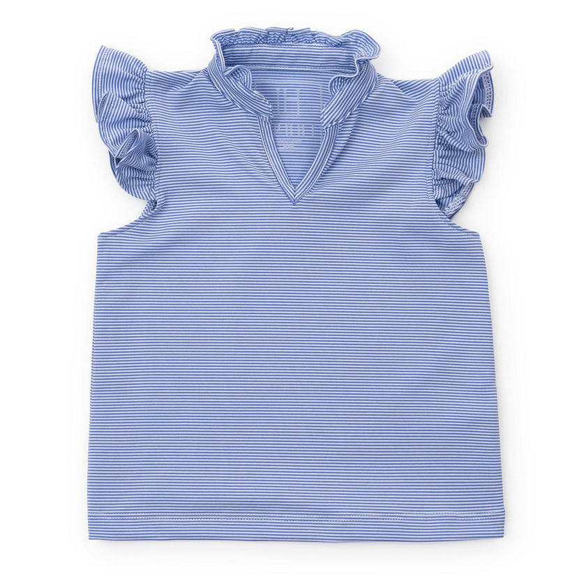 Ellie Girls' Sleeveless Performance Top by LH Sport Blue Stripes