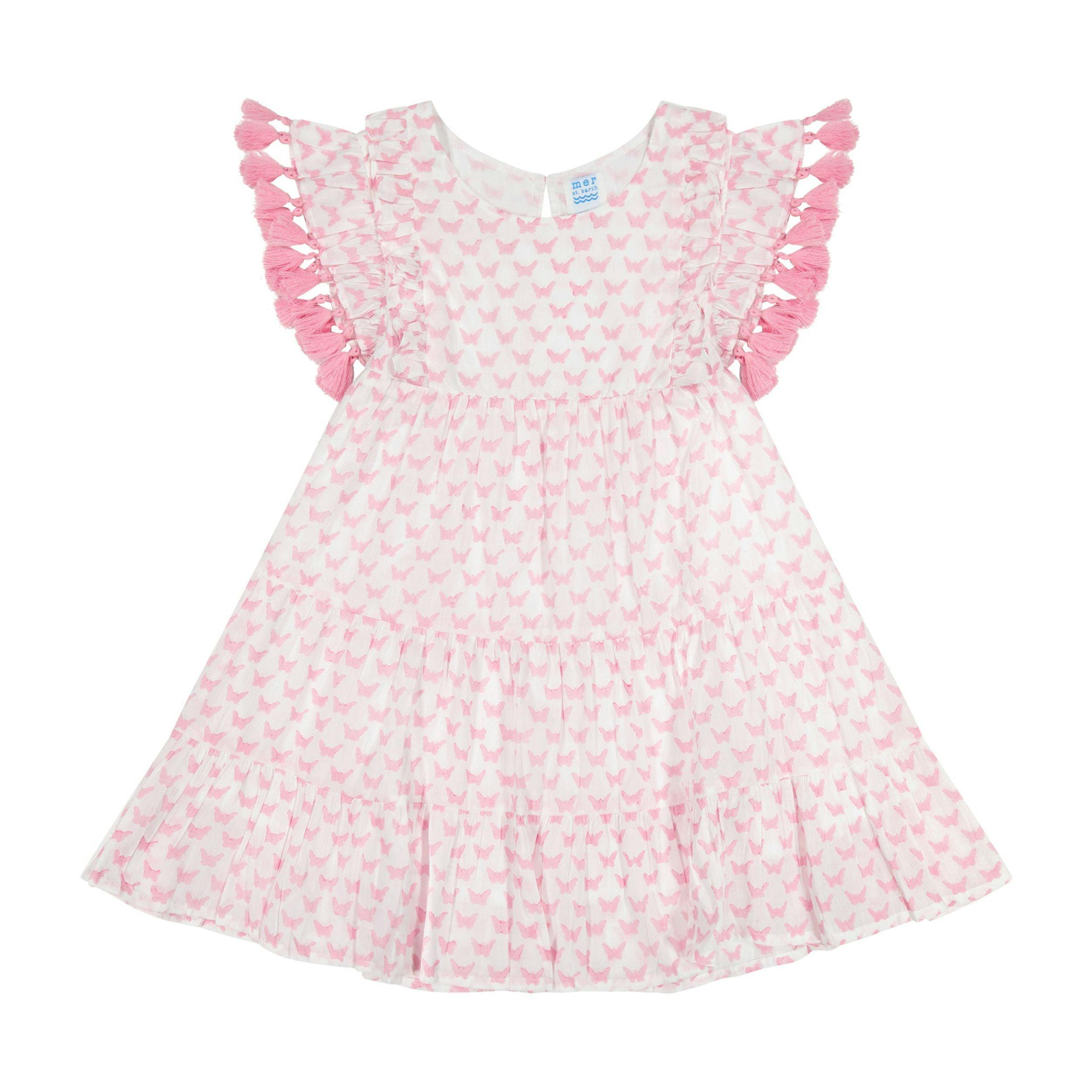 Sophie Girls Tassel Dress Pink Butterfly, Pink Butterfly