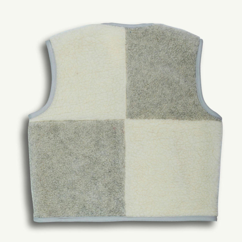children's merino wool vest - cream & grey