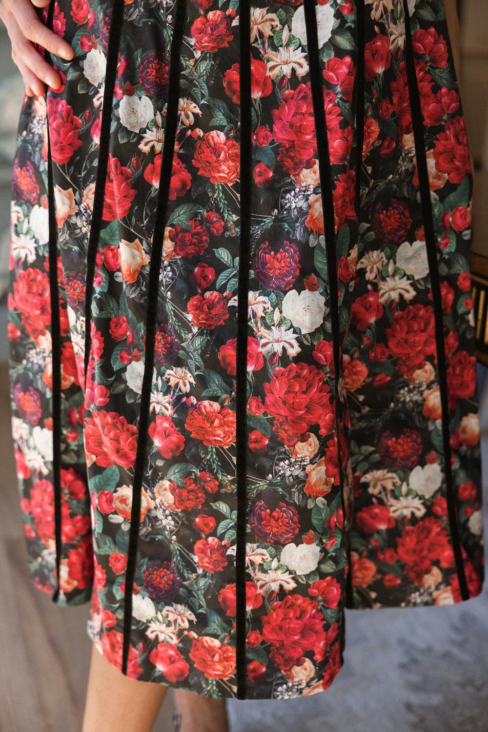 Mitzi Dress in Night Garden Roses