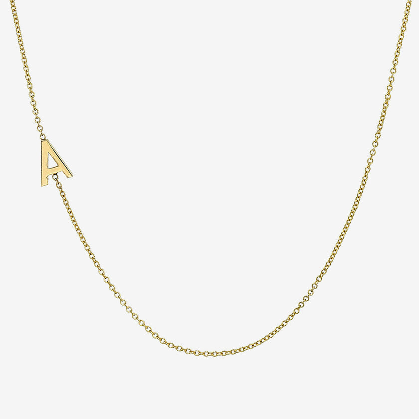 14K Gold Asymmetrical Initial Necklace
