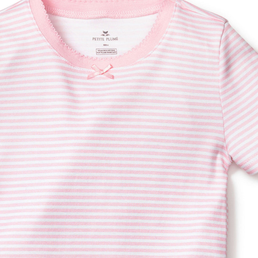 Kid's Pima Snug Fit Pajama Short Set in Pink Stripe