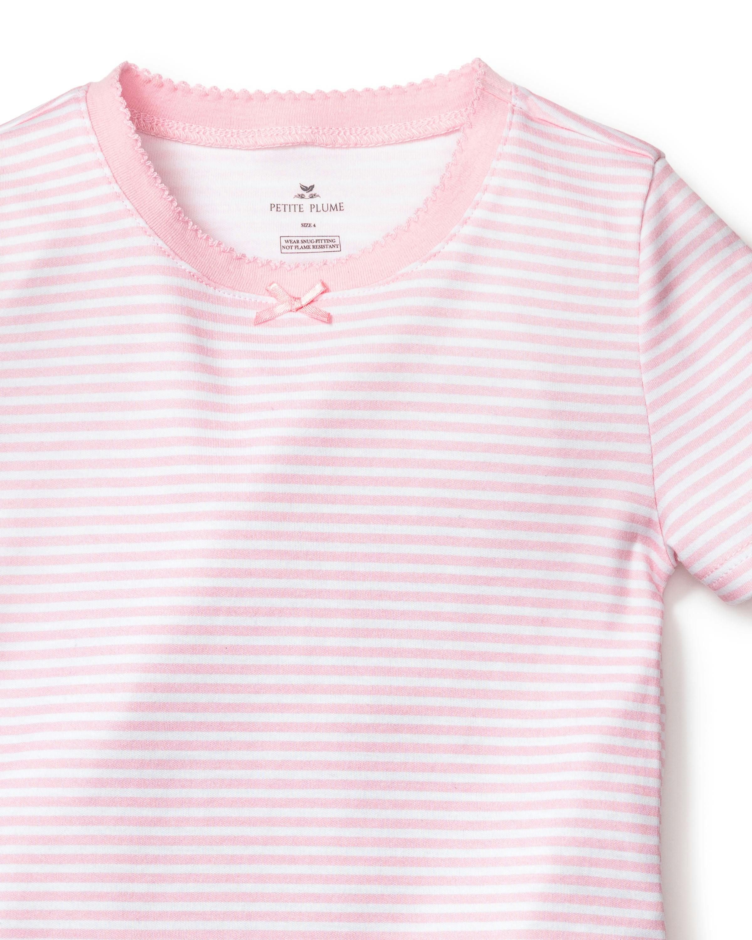 Kid's Pima Snug Fit Pajama Short Set in Pink Stripe