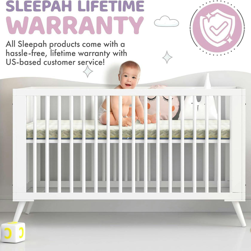 2” Crib Mattress Topper Memory Foam - Waterproof Breathable Soft Washable Cover 52” x28” x 2” Fits Standard Size Cribs & Toddler Beds by Sleepah