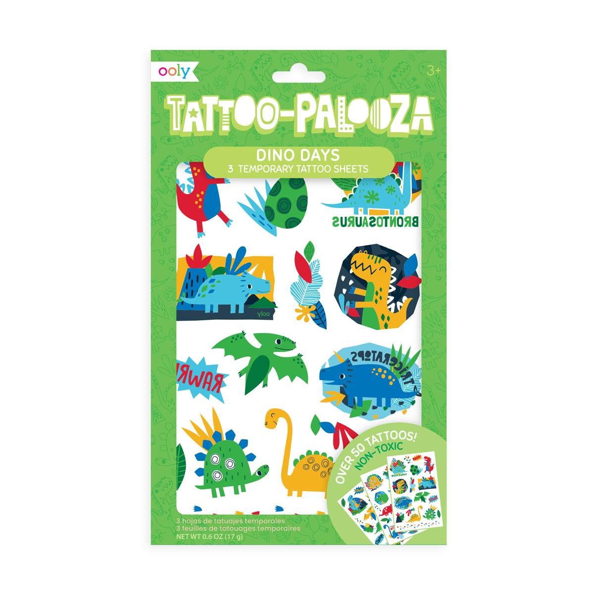 Tattoo-Palooza Temporary Tattoos - Dino Days - 3 Sheets