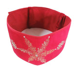 Handmade Adjustable Christmas Tree Collar - Silver Snowflakes Red Velvet