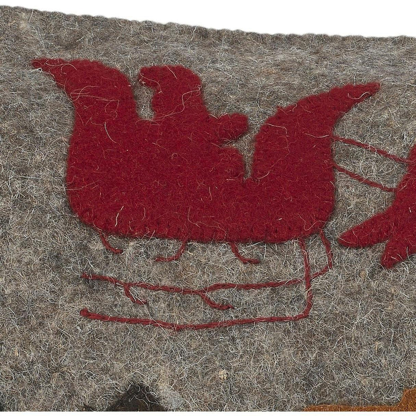 Hand Felted Wool Christmas Pillow Cover, Sleigh Village‚ 12"x24"Arcadia Home