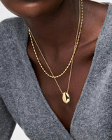 Gold Pendant Necklace - Pebble