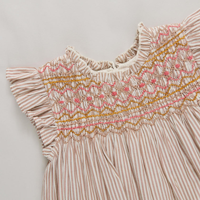 Baby Girls Stevie Dress - Tawny Brown Stripe