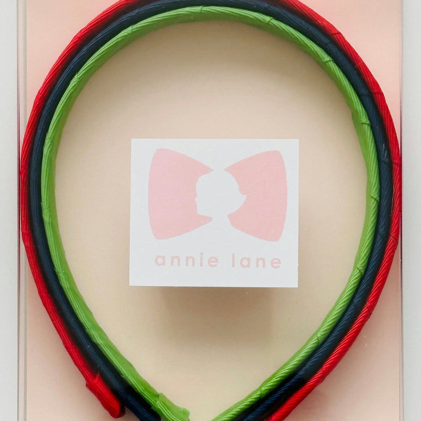 Set of three headbands - red, navy and leaf green