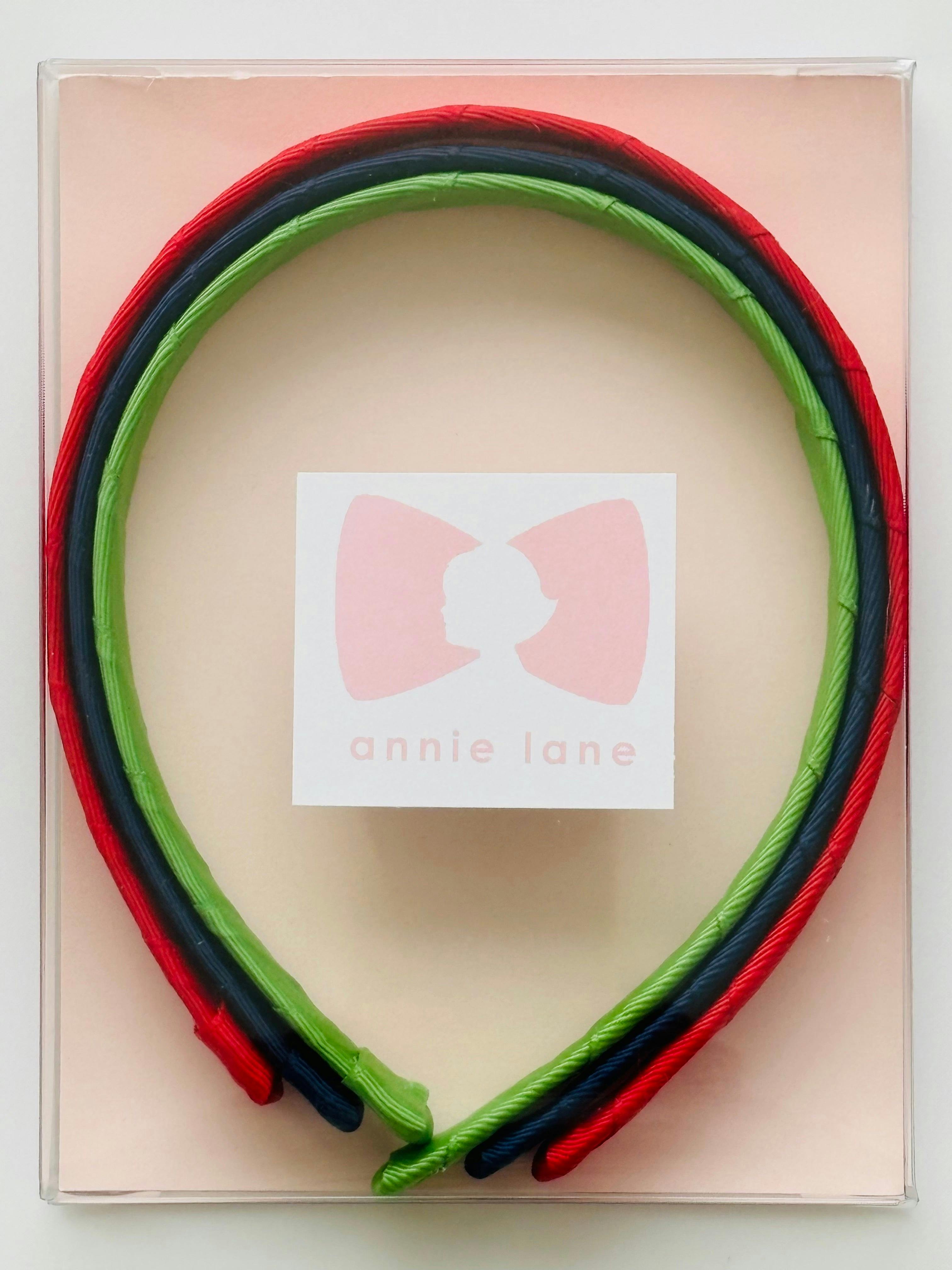 Set of three headbands - red, navy and leaf green