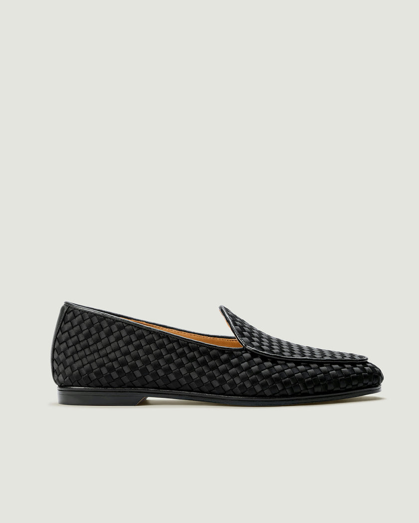 Lucca Belgian Loafer Satin | Onyx