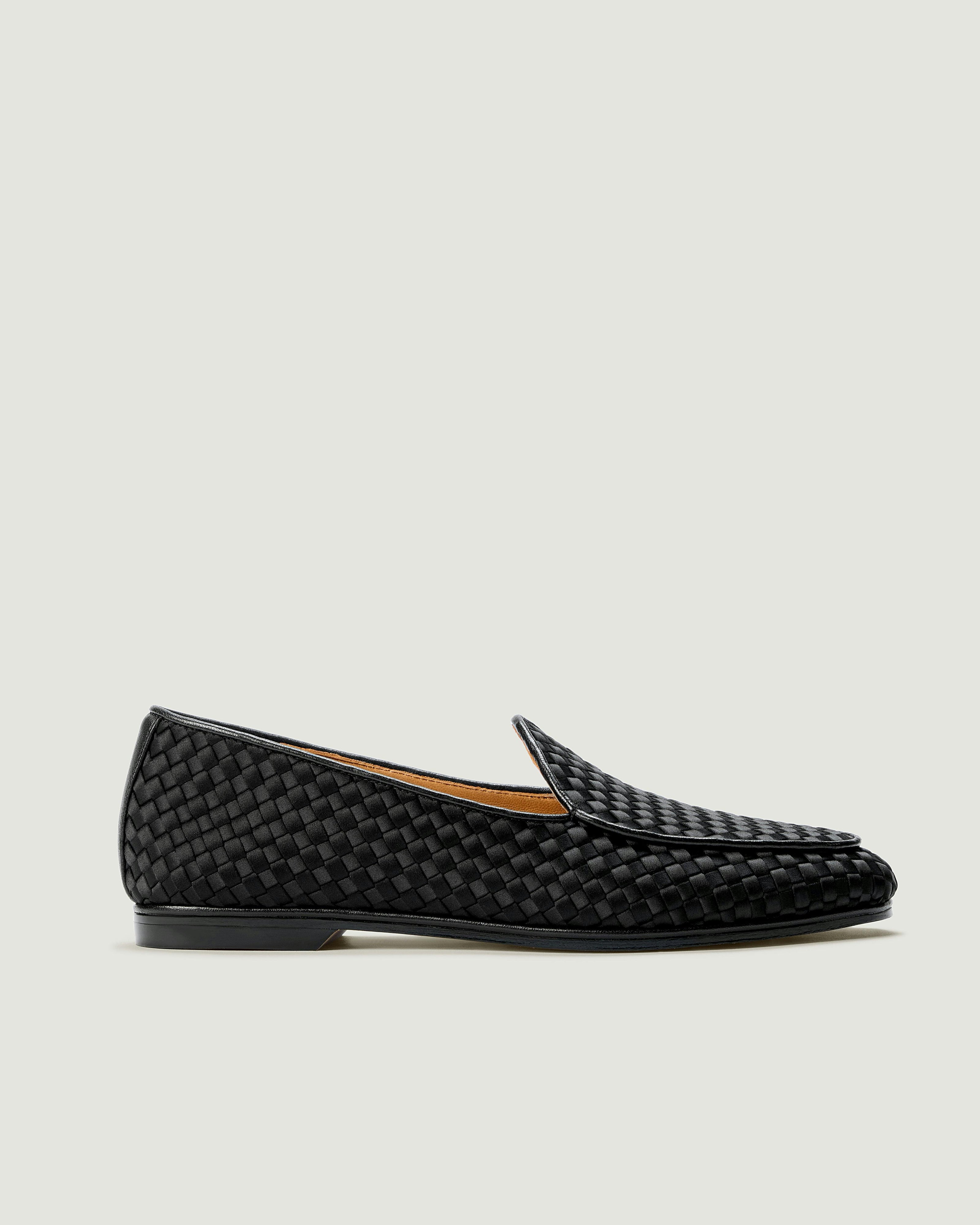 Lucca Belgian Loafer Satin | Onyx