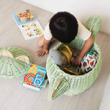 Handcrafted- Dinosaur Storage Basket Mint Green (Large) - Rattan Wicker
