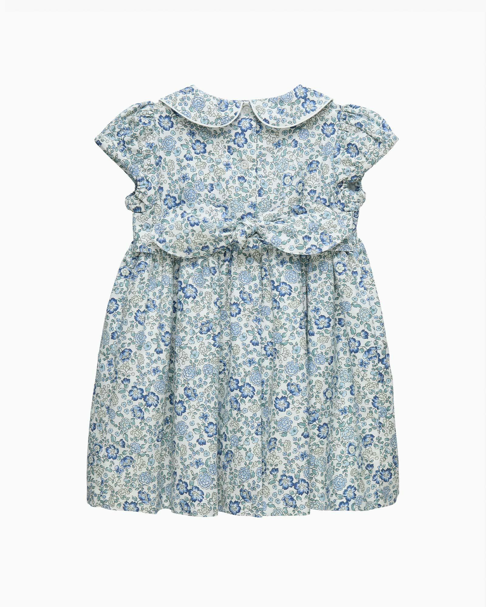 Baby Arabella Floral Smocked Dress in Blue