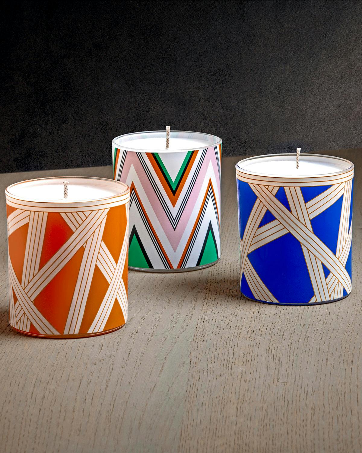 Scented Candle Nastri 220Gr  Bicolore 2 Blue Diam. 3.3