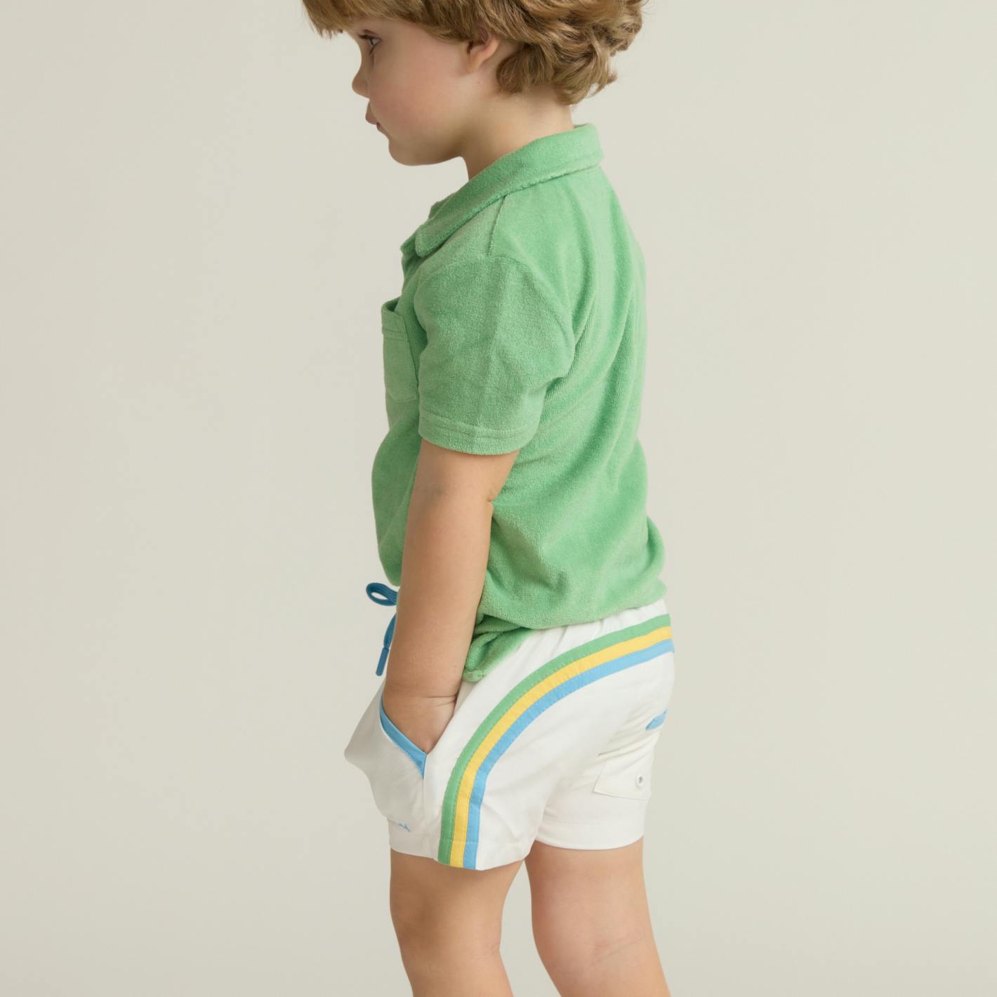 boys gustavia green french terry polo