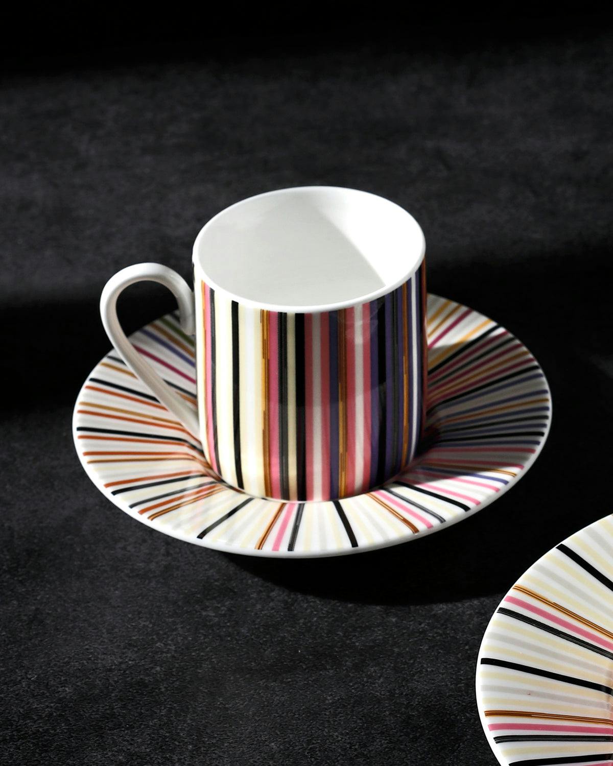 Coffee Cup & Saucer STRIPES Set of 2 in Luxury Box Jenkins 148 diam. 2.3