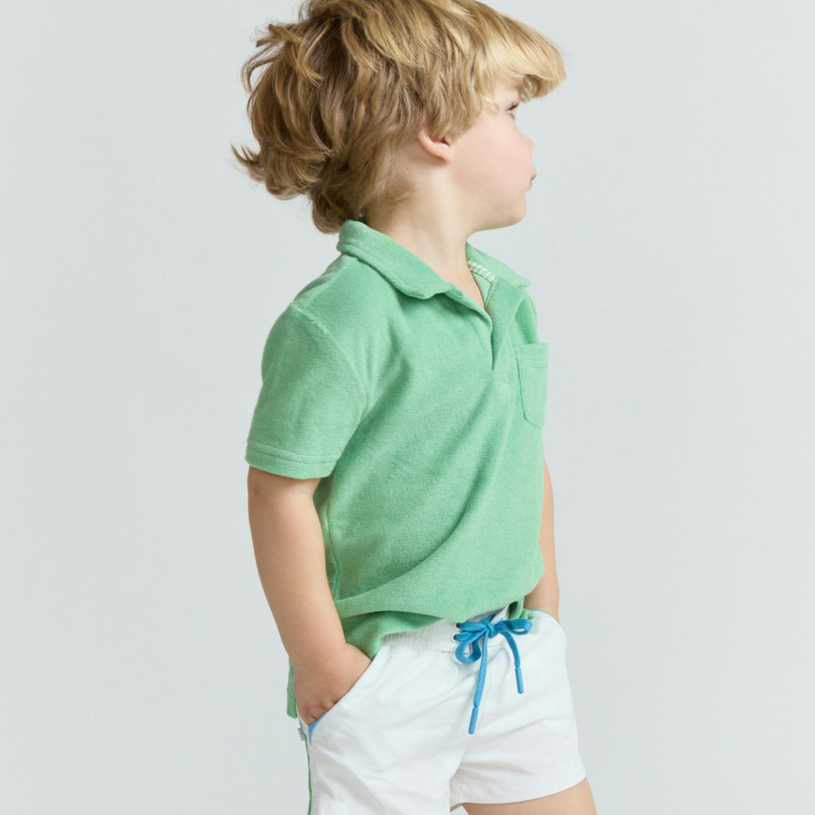 boys gustavia green french terry polo