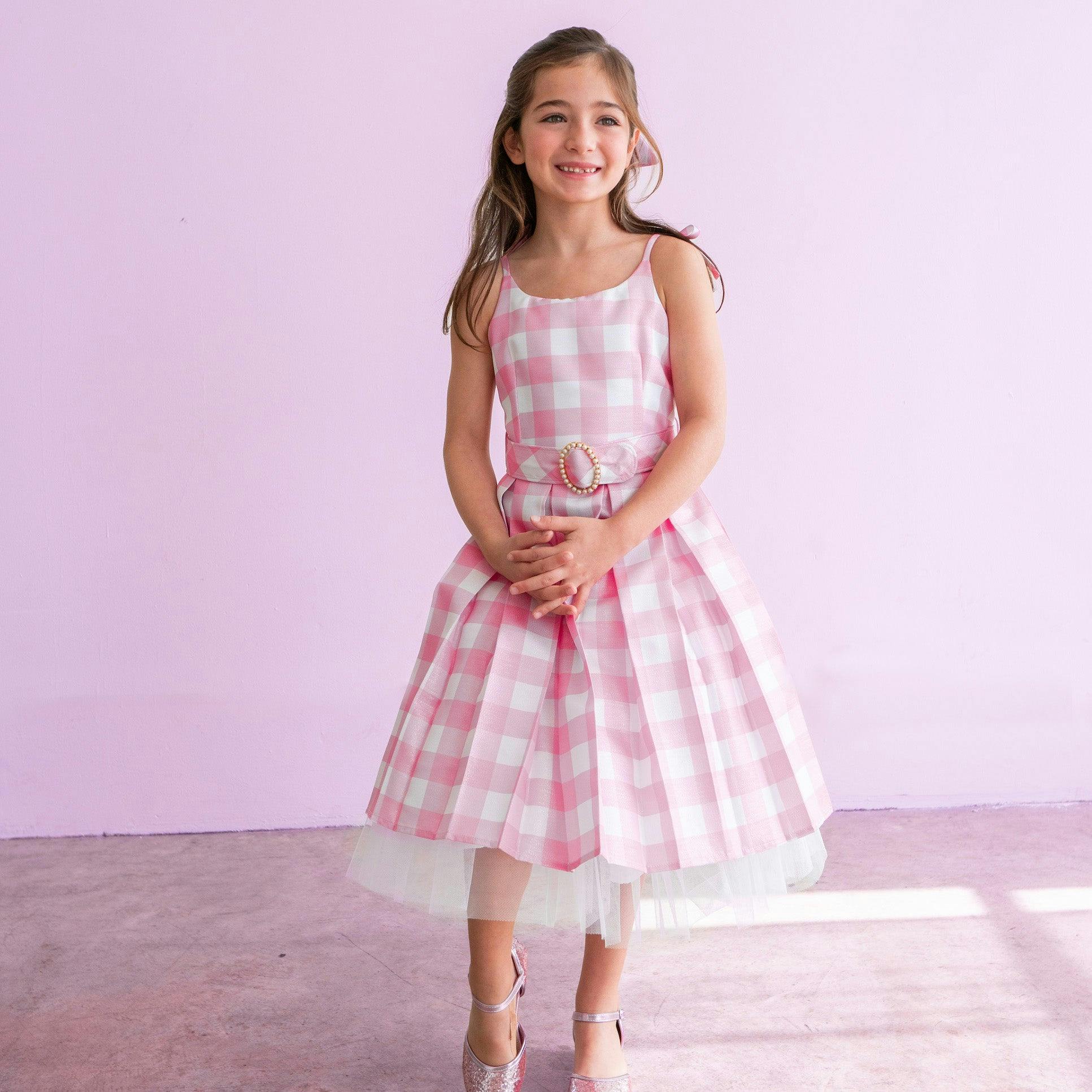 A Leading Role x Mattel Barbie Pink Gingham Premium Child Dress Up - Barbie The Movie