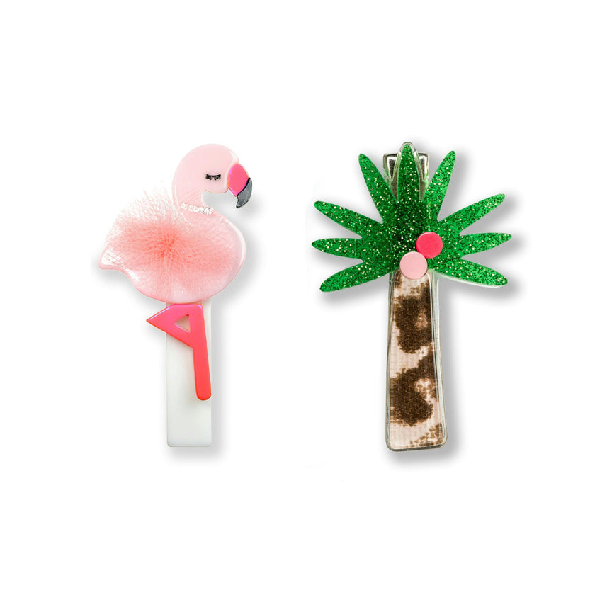 Tropical Flamingo Hair Clips
