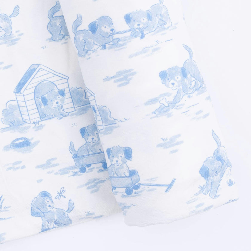 Puppy Toile Blue - Swaddle Blanket