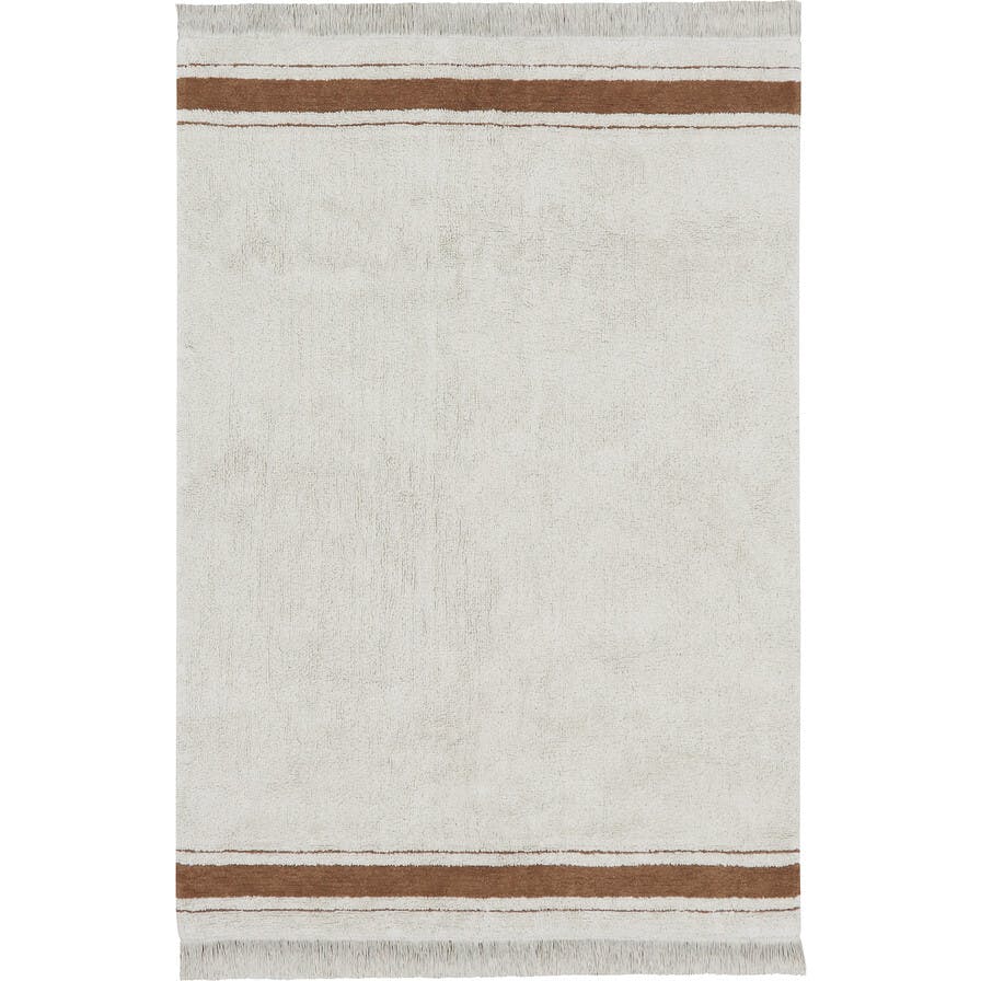Gastro Classic Striped Tea Cloth-Inspired Washable Rug, Brown