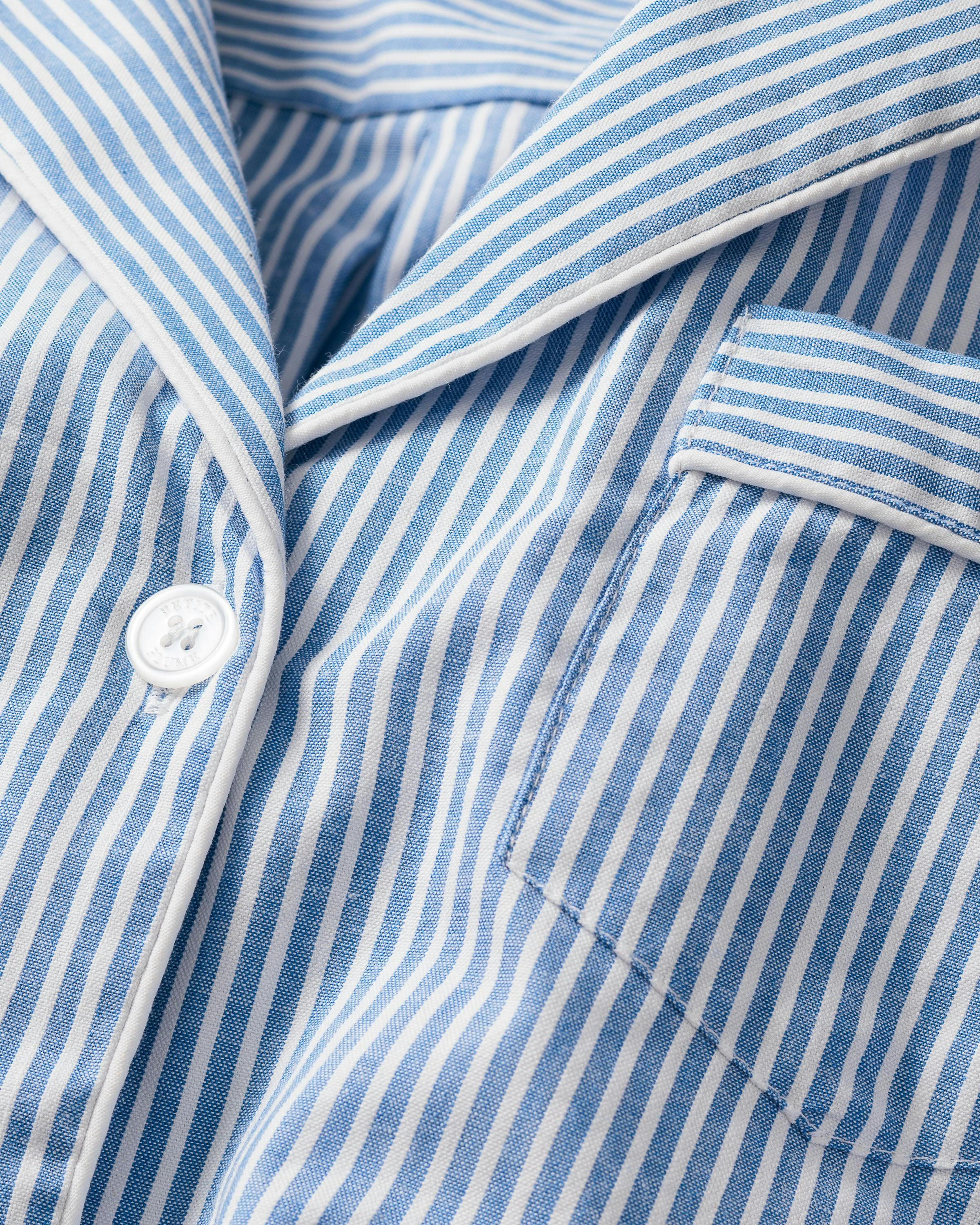 Women's Twill Pajama Set in French Blue Heritage Stripe