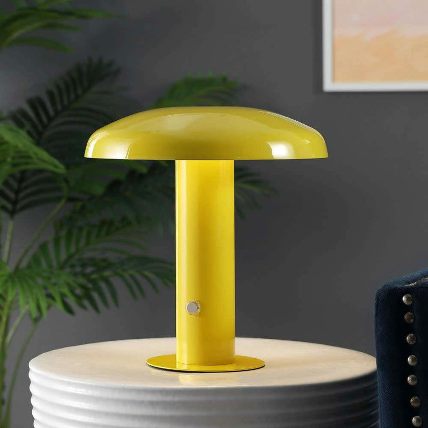 Suillius 11" Contemporary Bohemian Rechargeable/Cordless Iron Integrated LED Mushroom Table Lamp