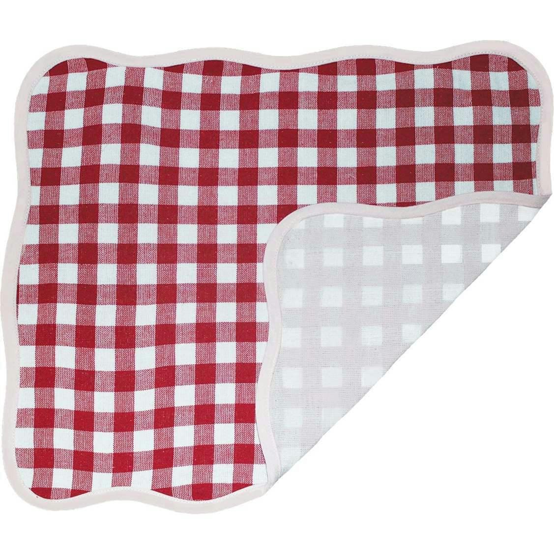 Set of 4 Reversible Gingham Placemats – Red/Blush