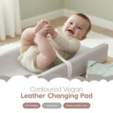 Sleepah Vegan Leather Baby Changing Pad – Contoured Waterproof & Wipeable Foam Changing Pad for Dresser or Table with Removable, Machine-Washable Cover