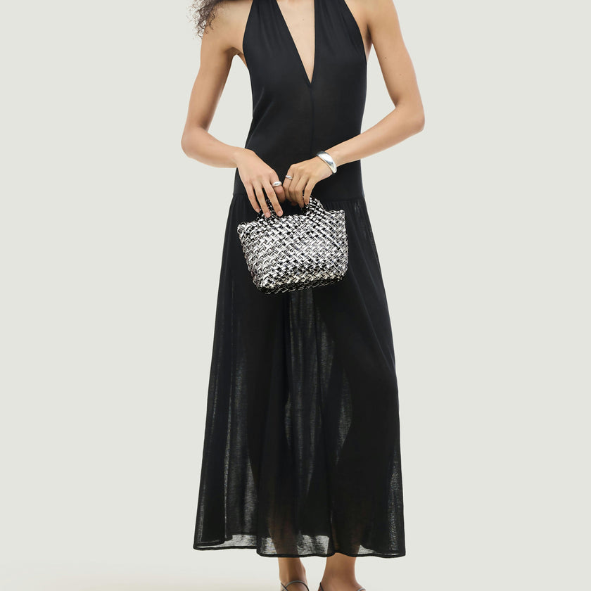 St. Barths Petit Tote Double Weave Metallic | Pewter