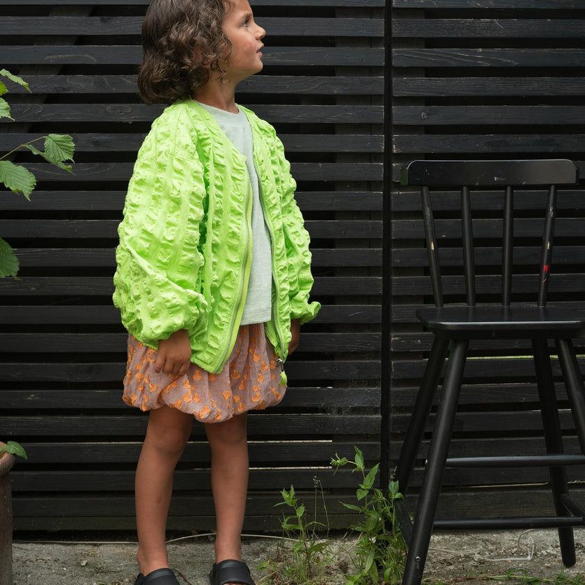 Koko Green Oversized Seersucker Bomber Jacket