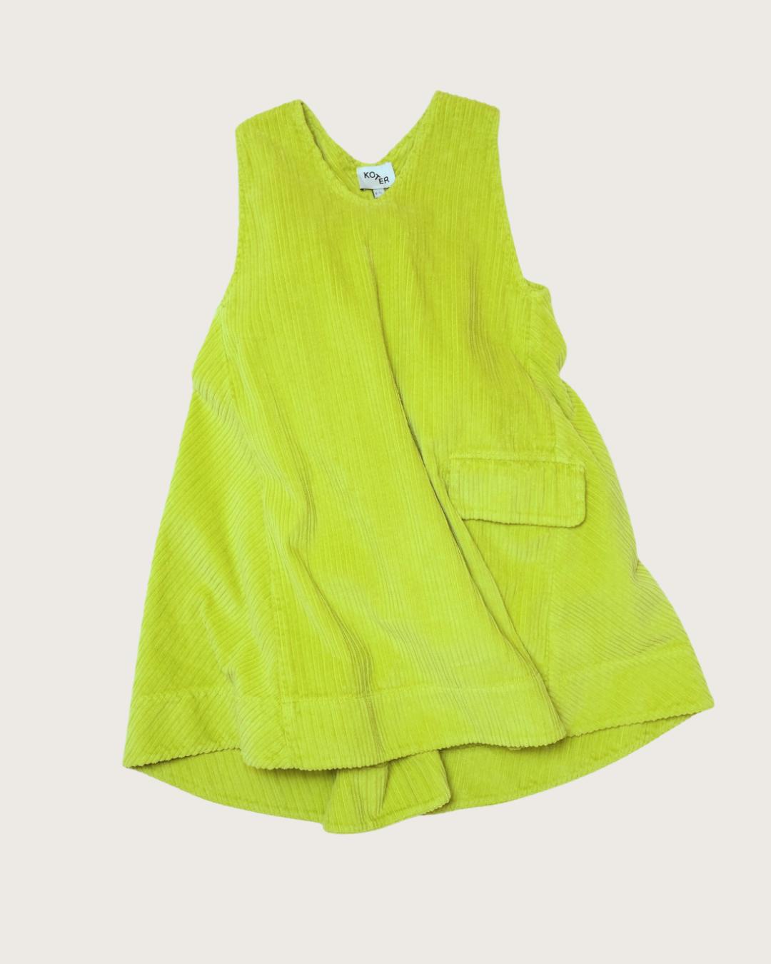 Kids Avery Acid Green Cord Dress