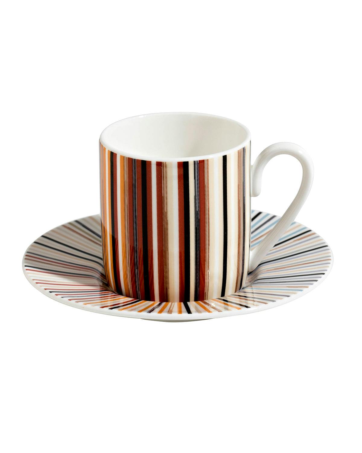 Coffee Cup & Saucer STRIPES Set of 2 in Luxury Box Jenkins 148 diam. 2.3