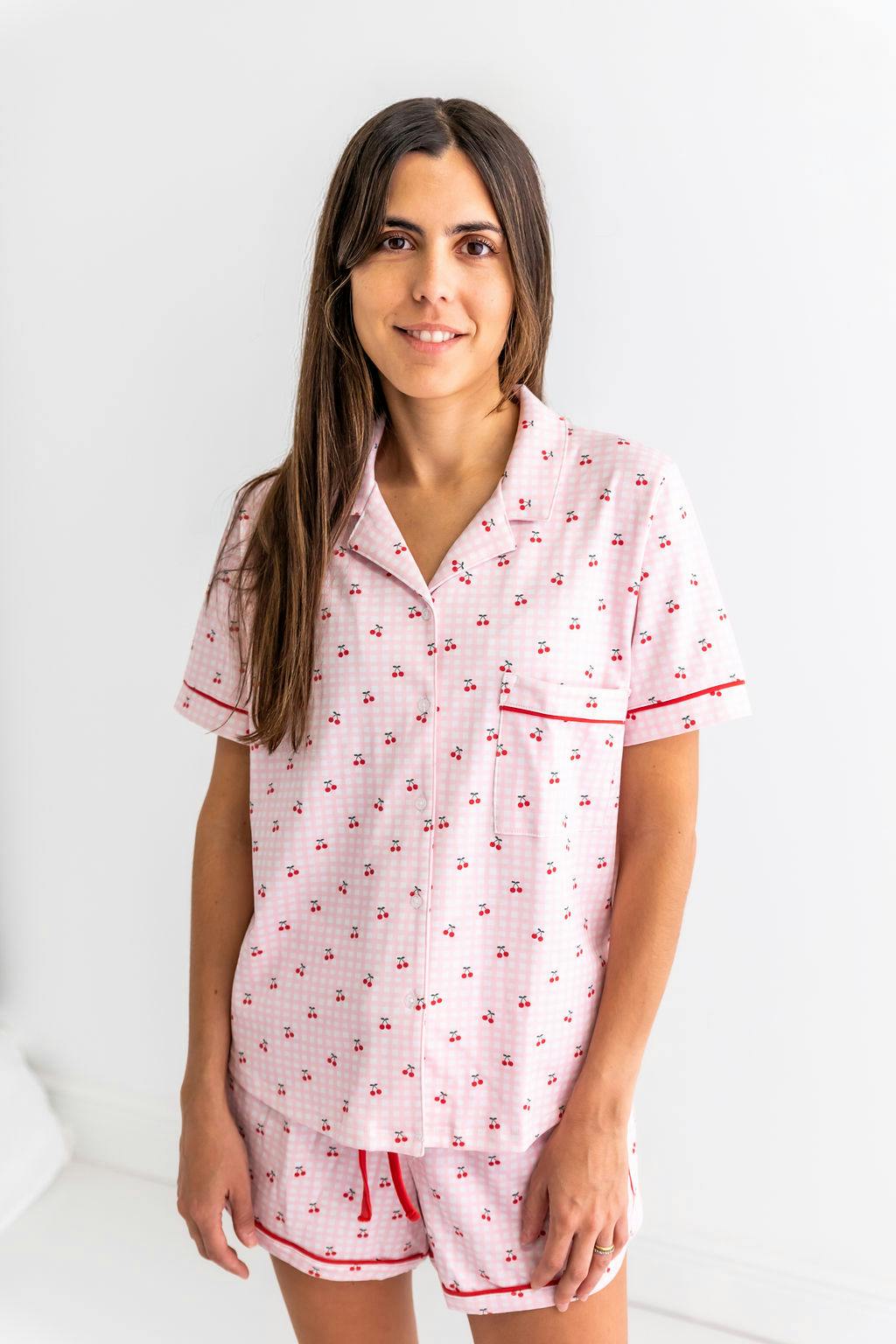 Cherries Woman's Pima Cotton Short Pajama Set