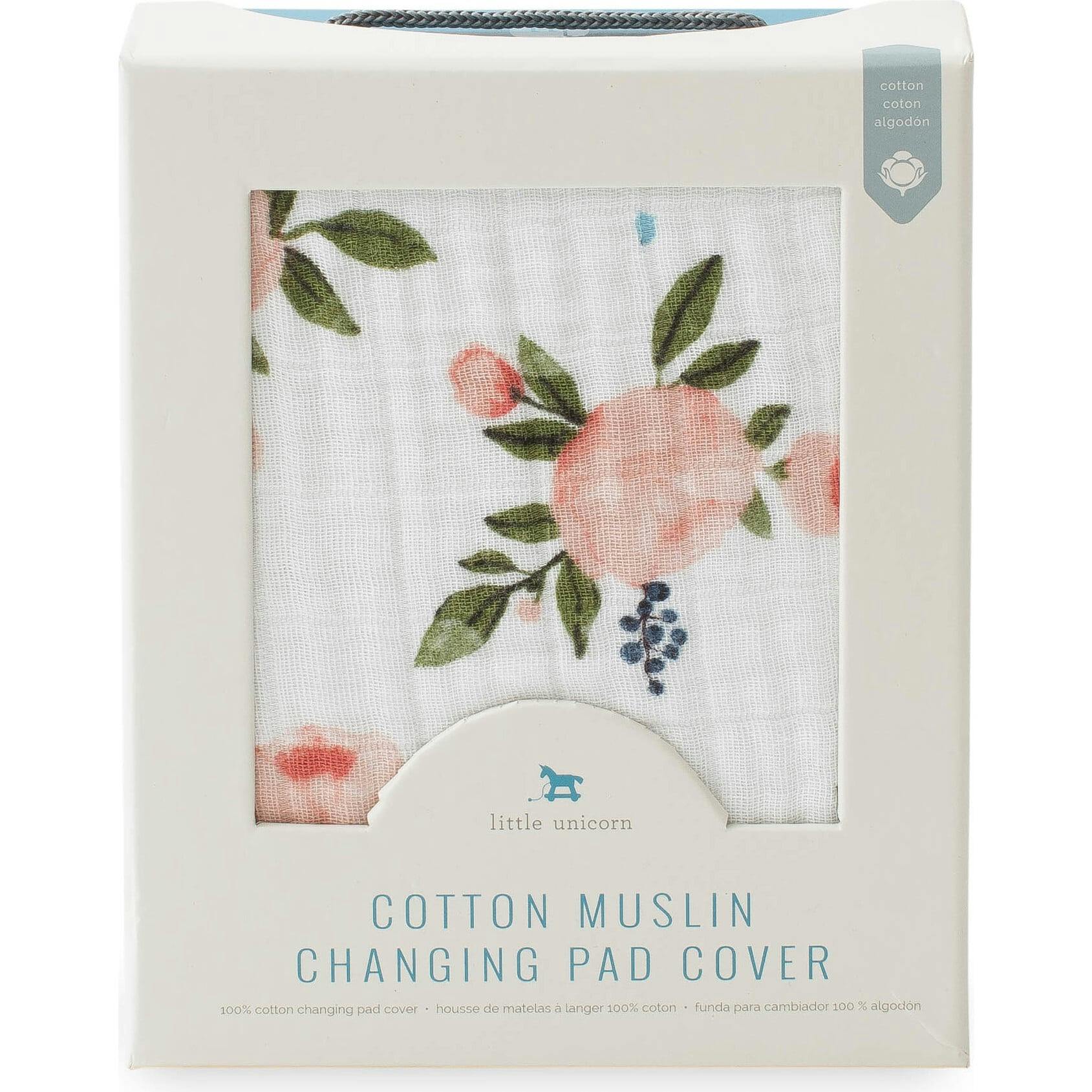 Cotton Muslin Changing Pad Cover - Watercolor Roses