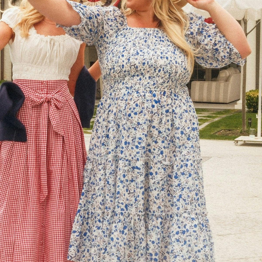 Madeline Dress in Ditsy Cobalt Floral