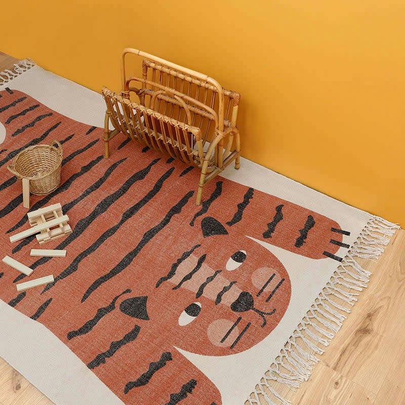 Hand-Woven Braided Tassel Rectangular Rug