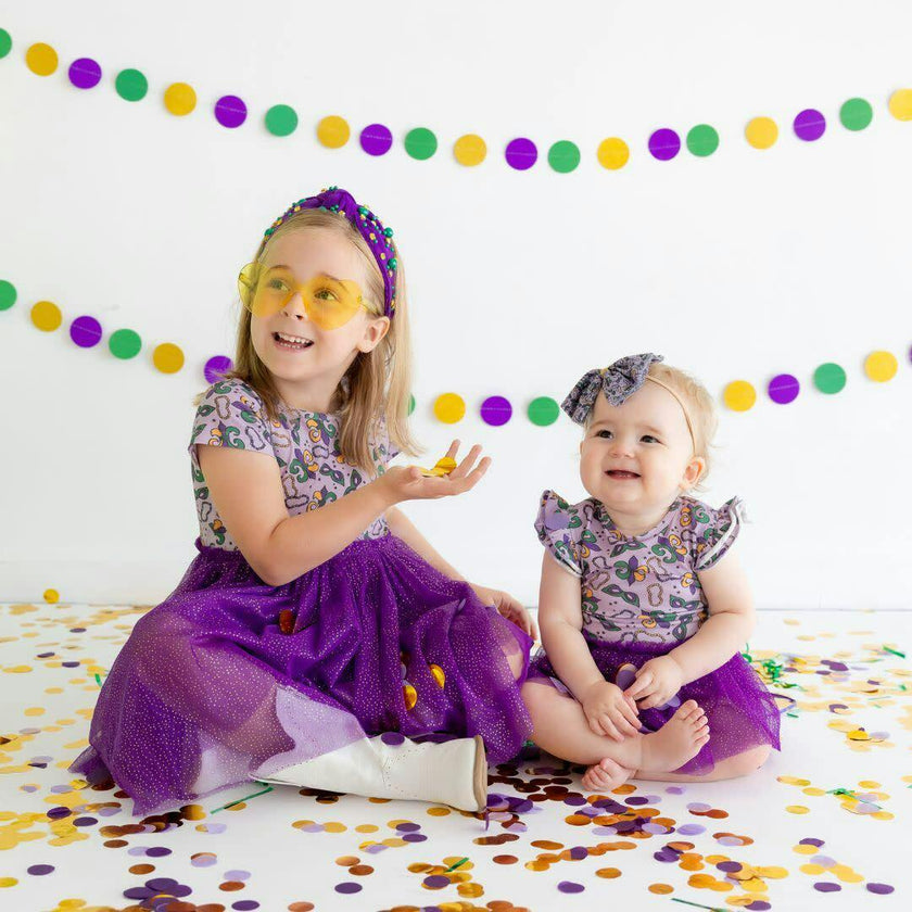 Mardi Gras Tulle Bow Baby Headband
