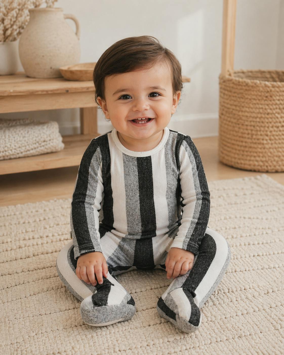 Striped Sweater Knit Footie