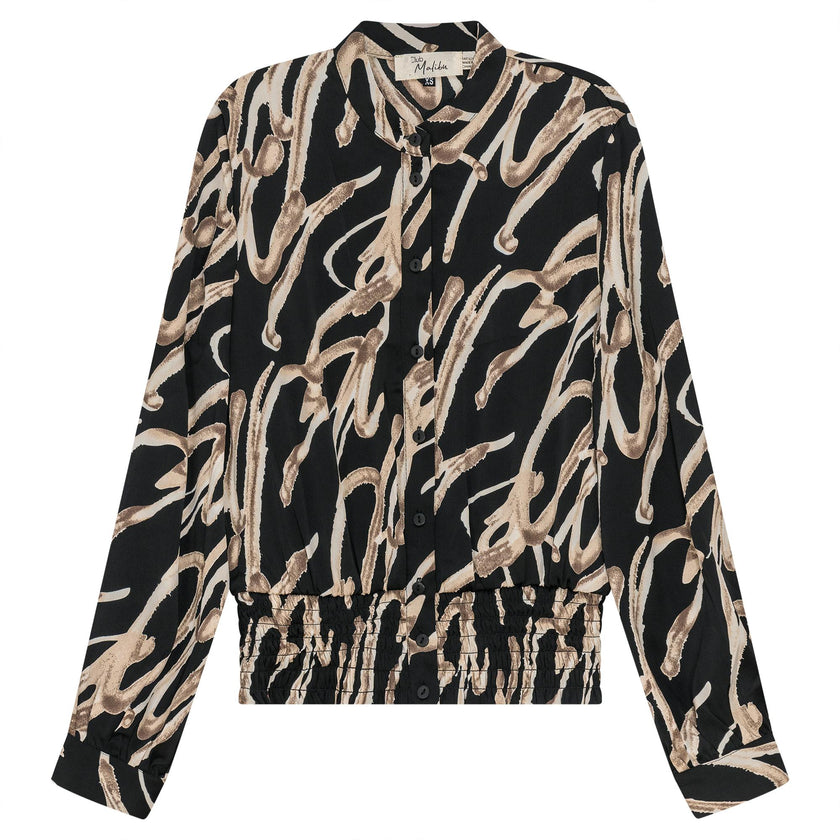 Printed satin Ruched Blouse